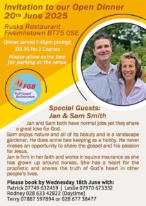 Dinner meeting in Ireland with speakers Jan and Sam Smith